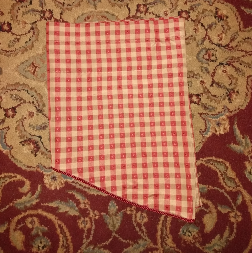 Vintage Taffeta Red Tan Gingham window valance